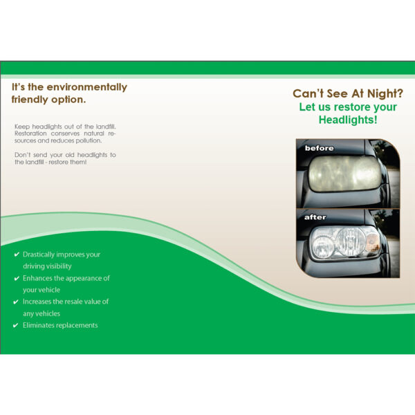 Headlight Restoration Trifold Fliers